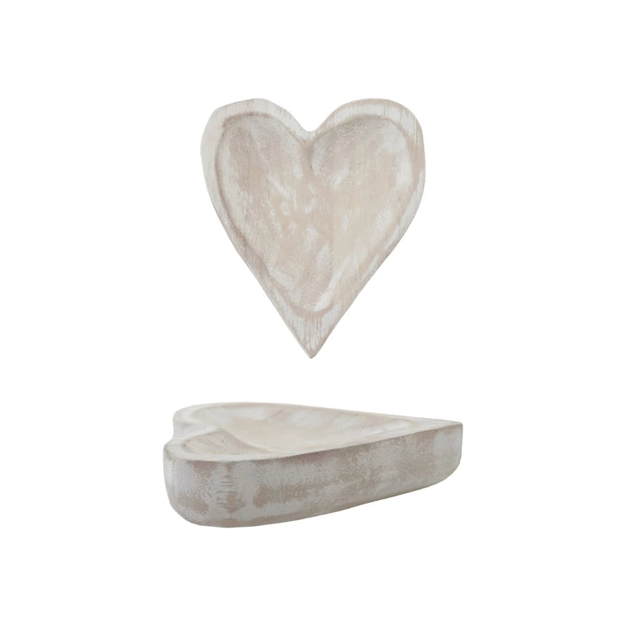 Carved Wood Heart Mini Dish