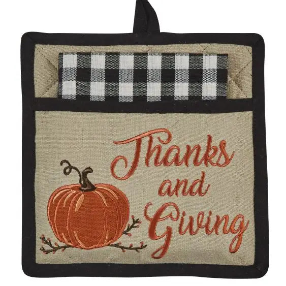 Autumn Checkerboard Potholder Set