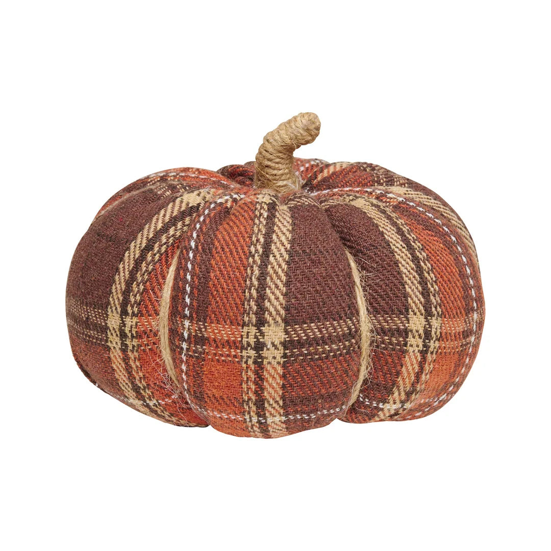 Harvest Plaid Fabric Pumpkin - Medium