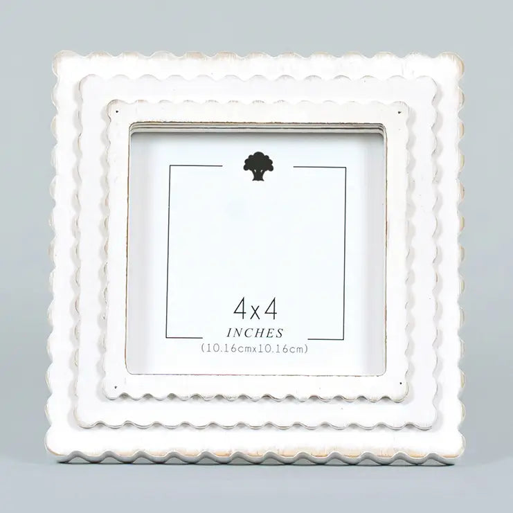 Scallop Photo Frame - White