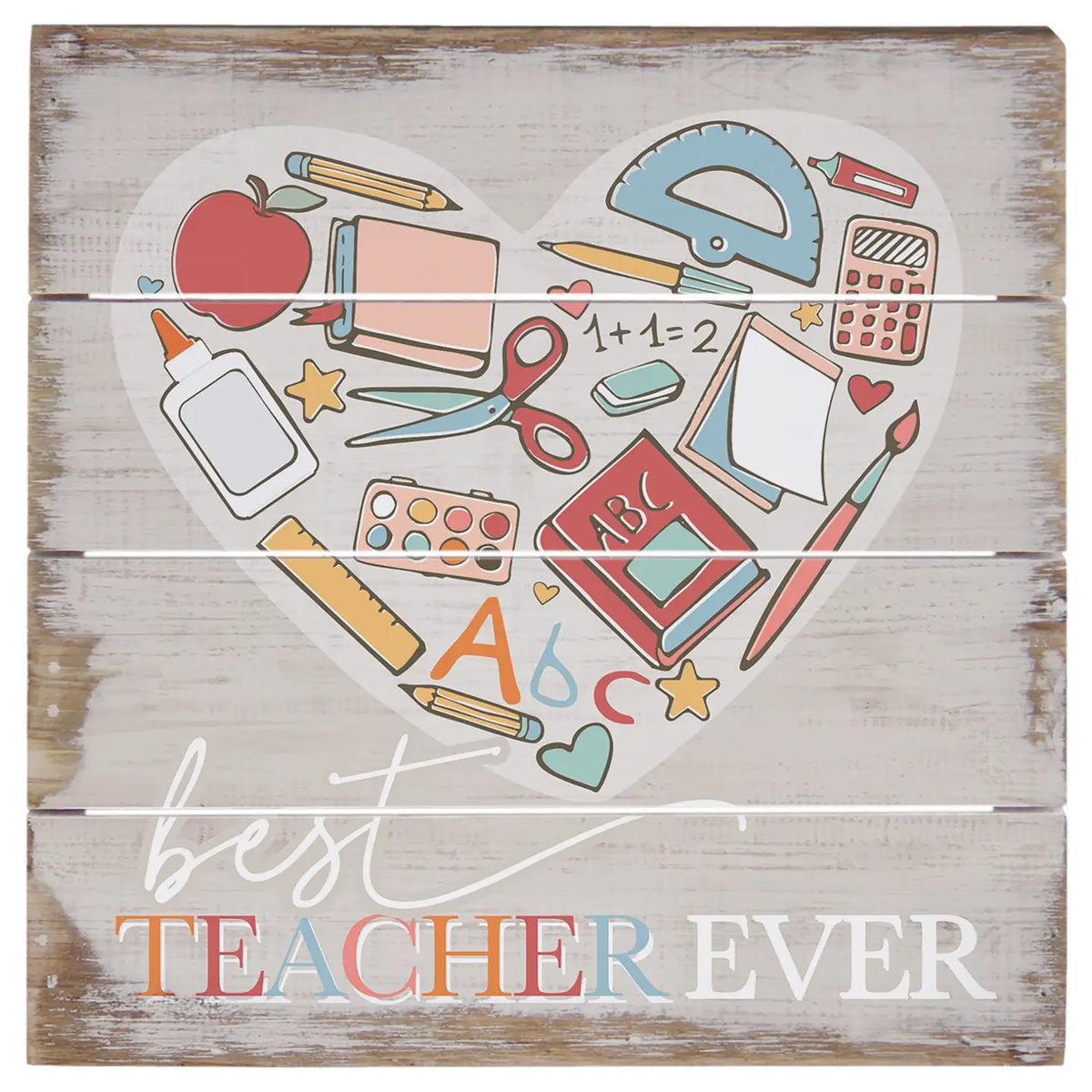 Best Teacher Heart Pallet Sign