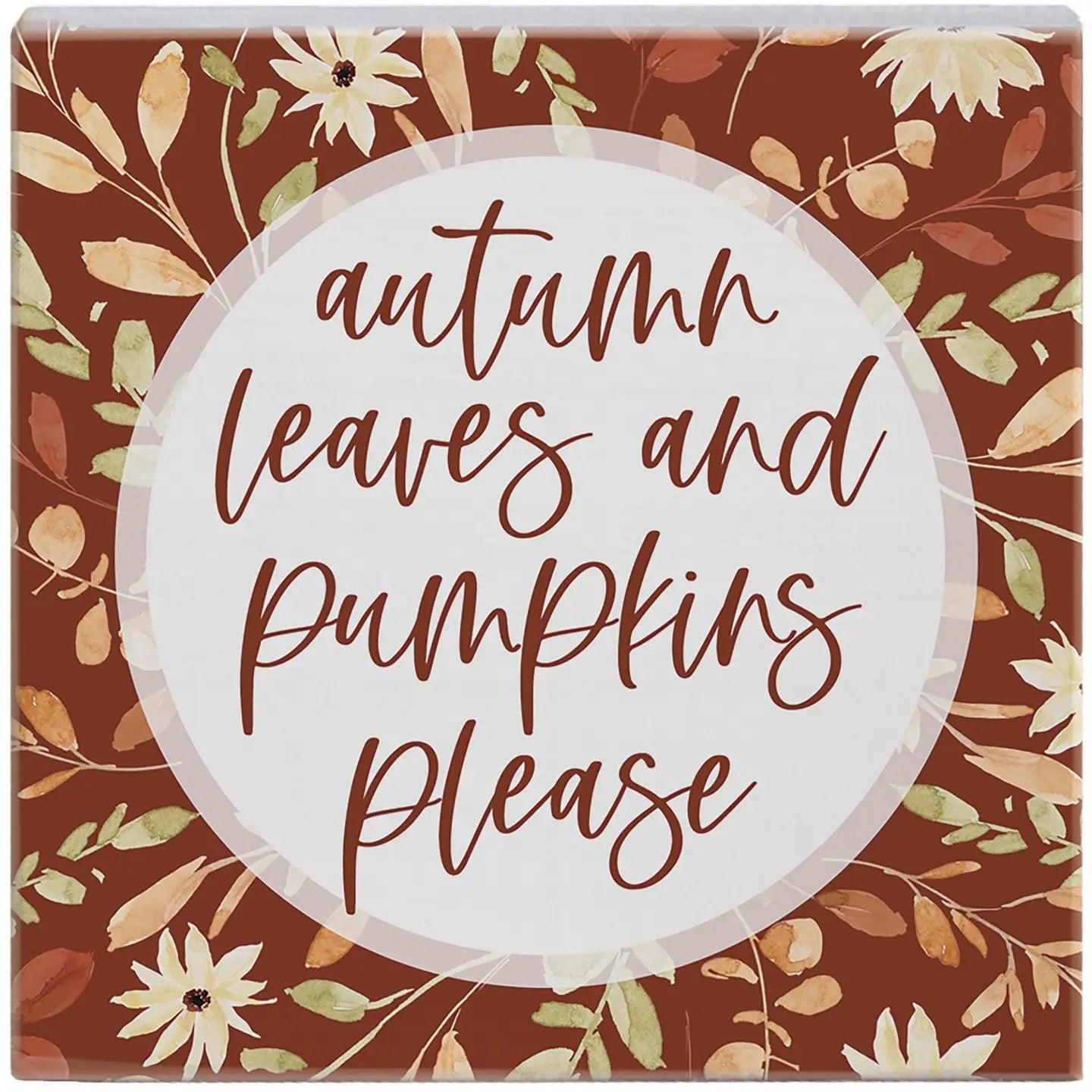Autumn Leaves Wood Block Sign