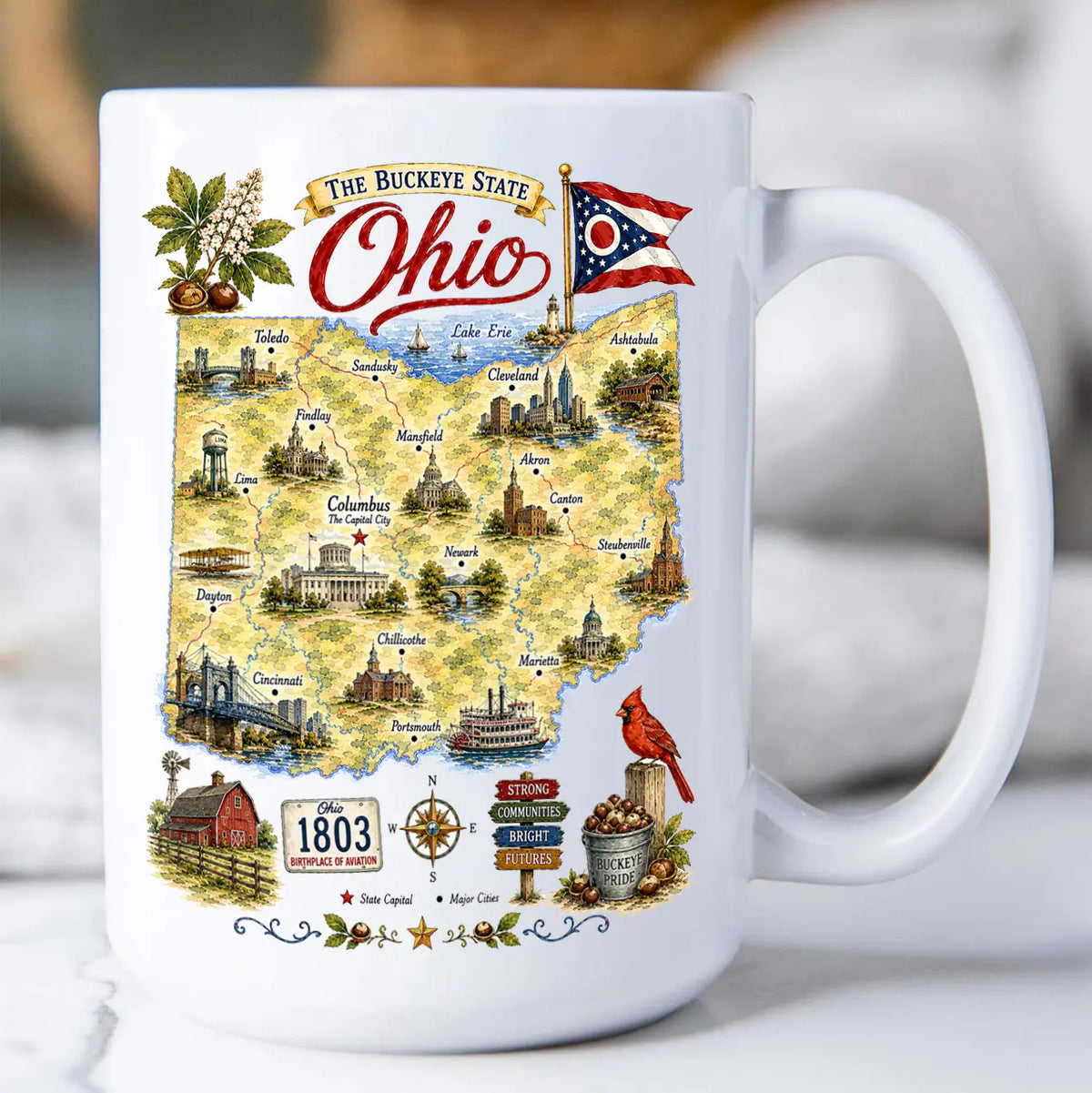 Ohio State Map Landmark Mug