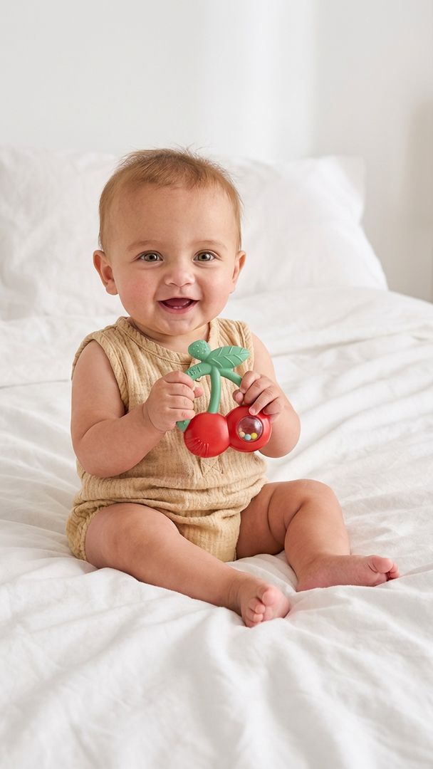 Bitzy Shake Teether with Rattle - Cherries