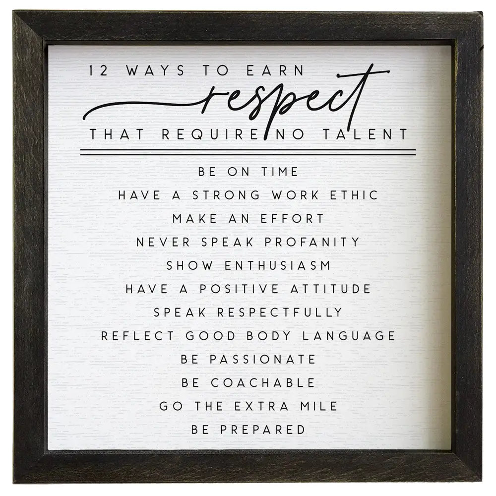 12 Ways Respect Framed Sign