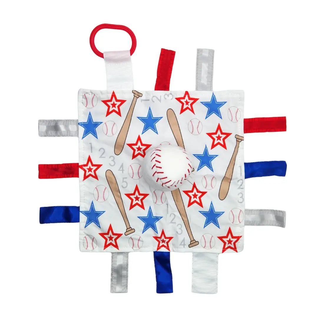 Baseball Baby Lovey Tag Stroller Toy