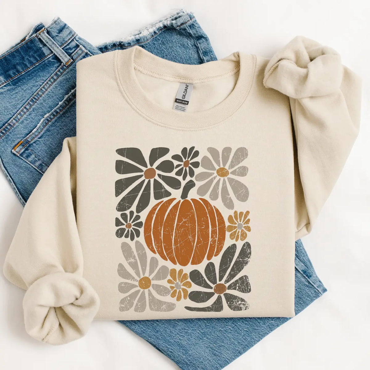 Floral Pumpkin Graphic Crewneck Sweatshirt
