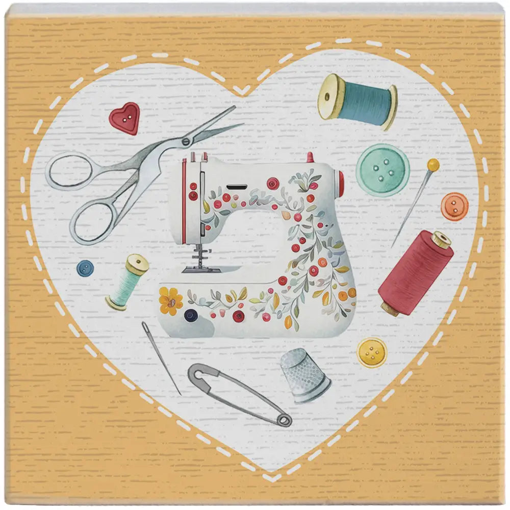 Quilting Heart Wood Block Sign