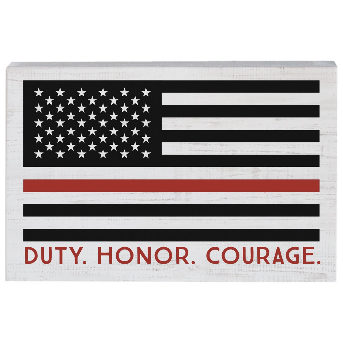 Duty Firefighter Flag Wood Block Sign
