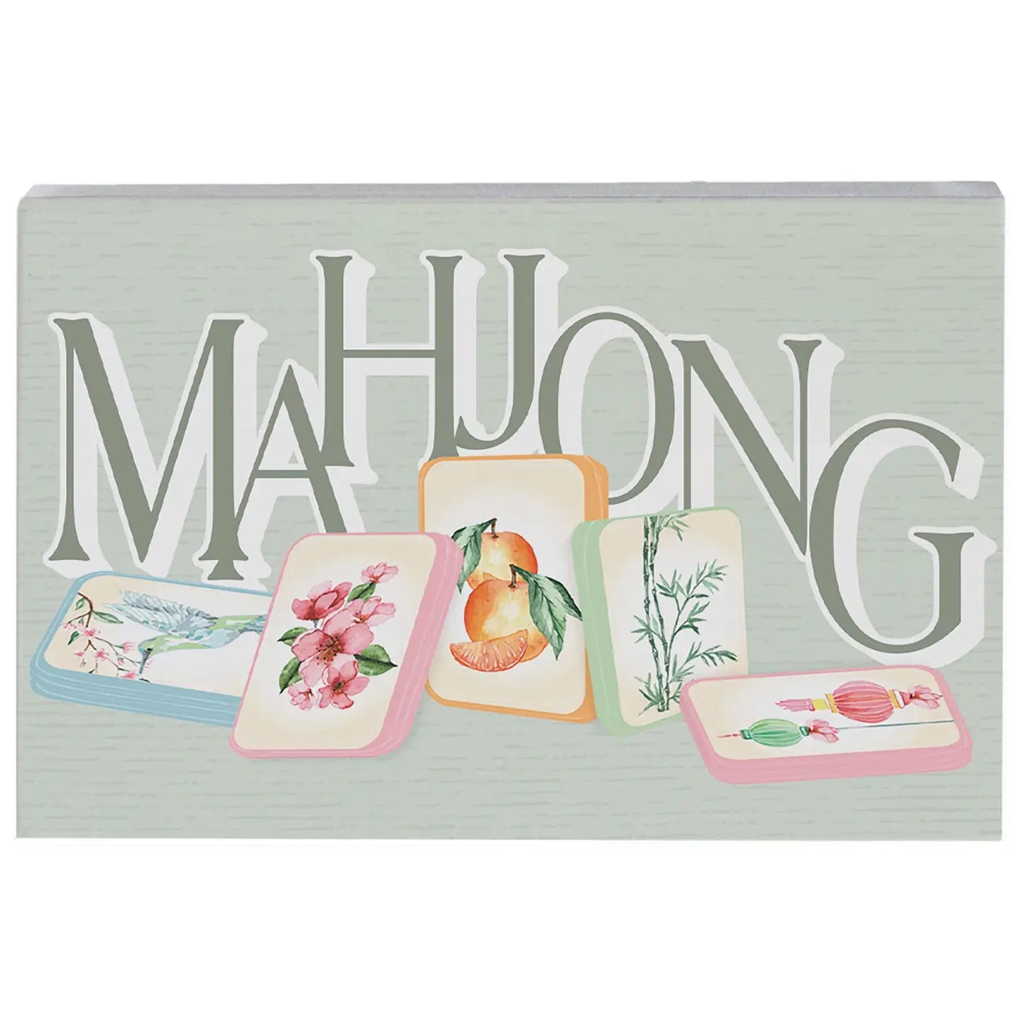 Mahjong Tiles Wood Block Sign