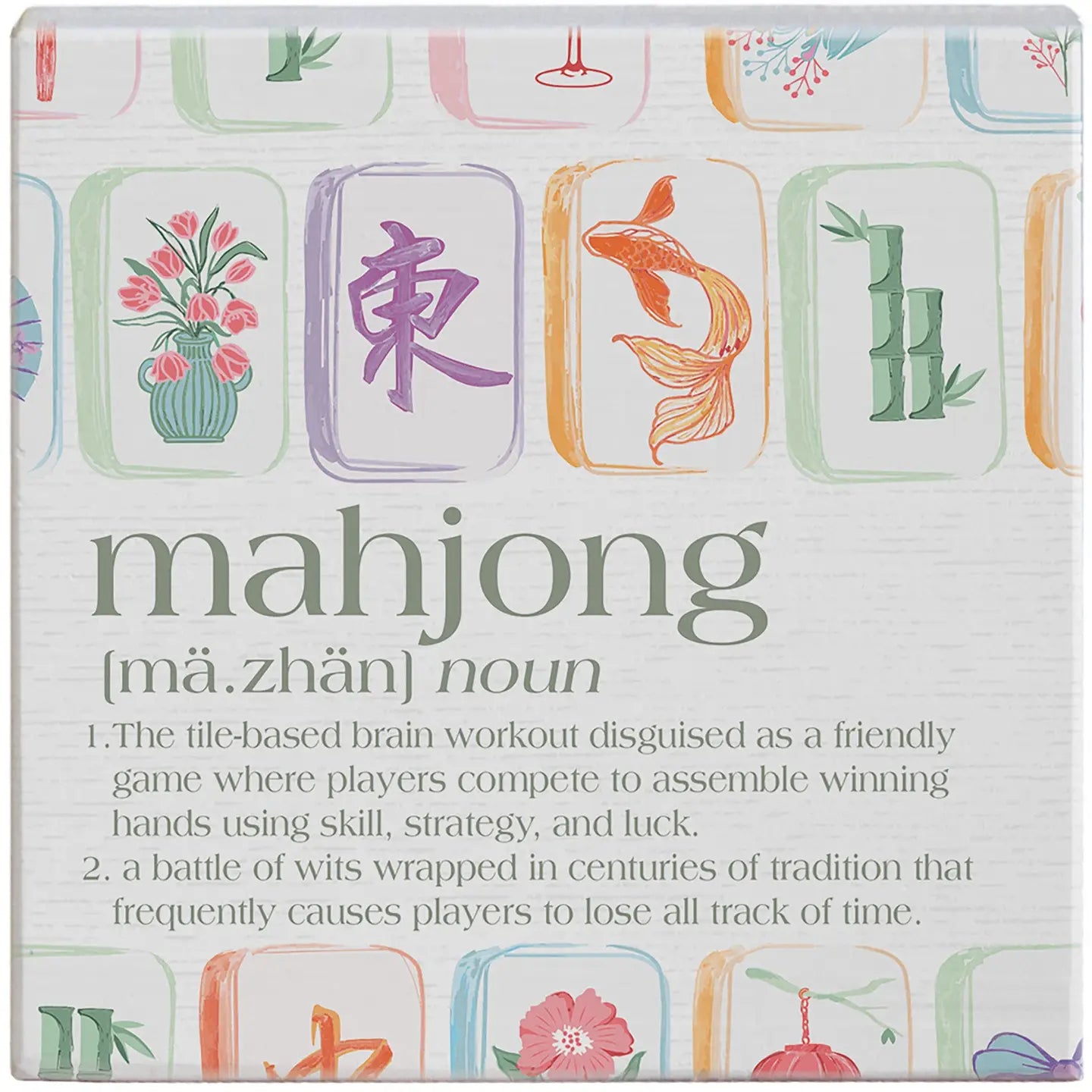 Mahjong Definition Wood Block Sign