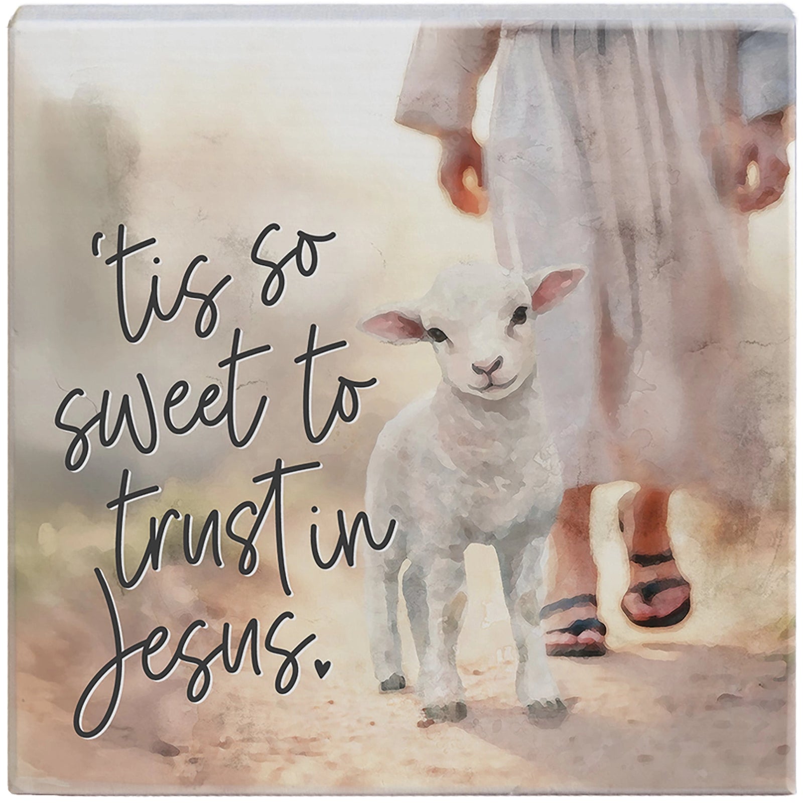 Tis So Sweet Lamb Wood Block Sign