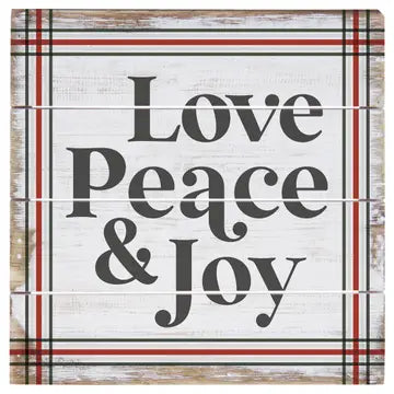Love Peace Joy Pallet Sign