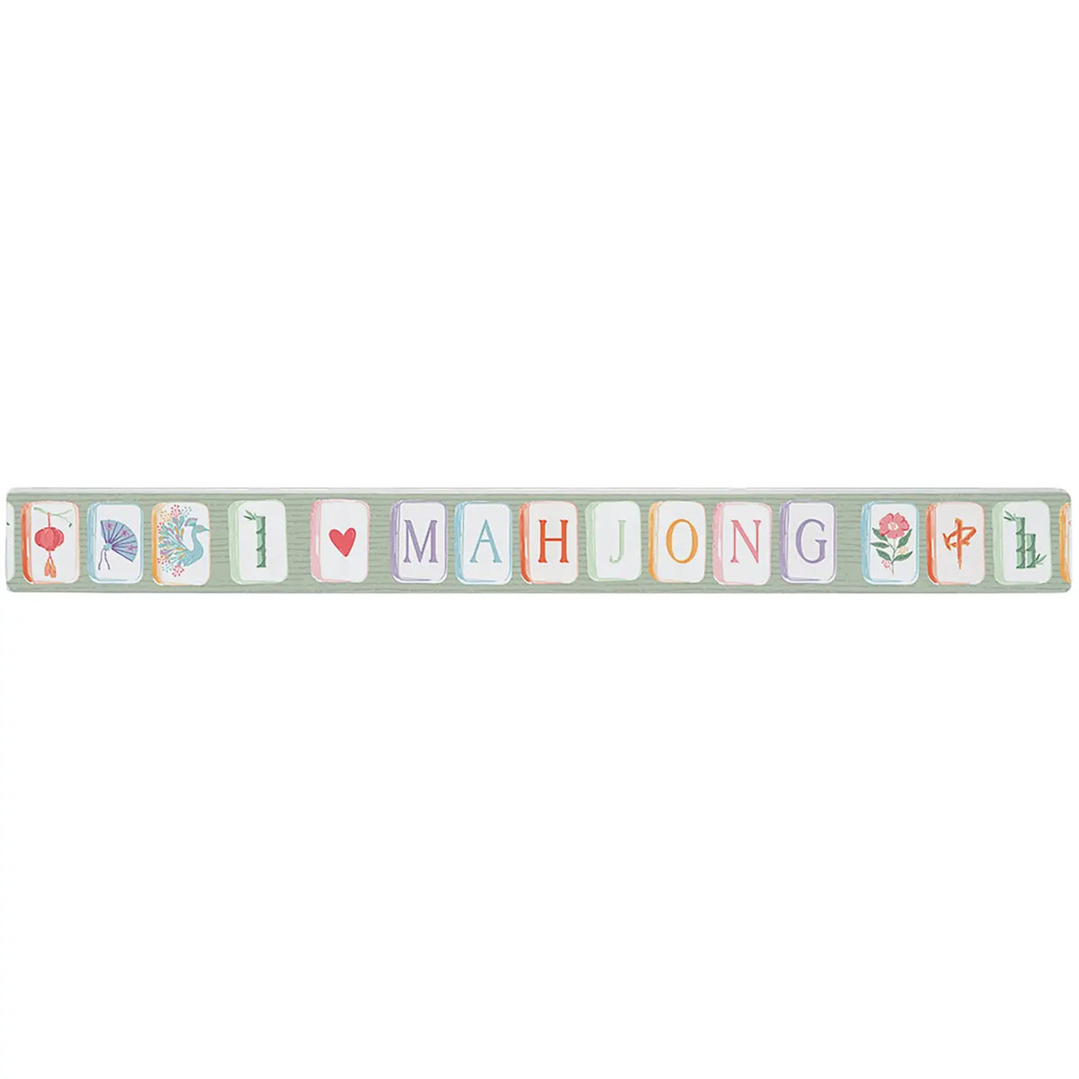 I Heart Mahjong Skinny Wood Sign