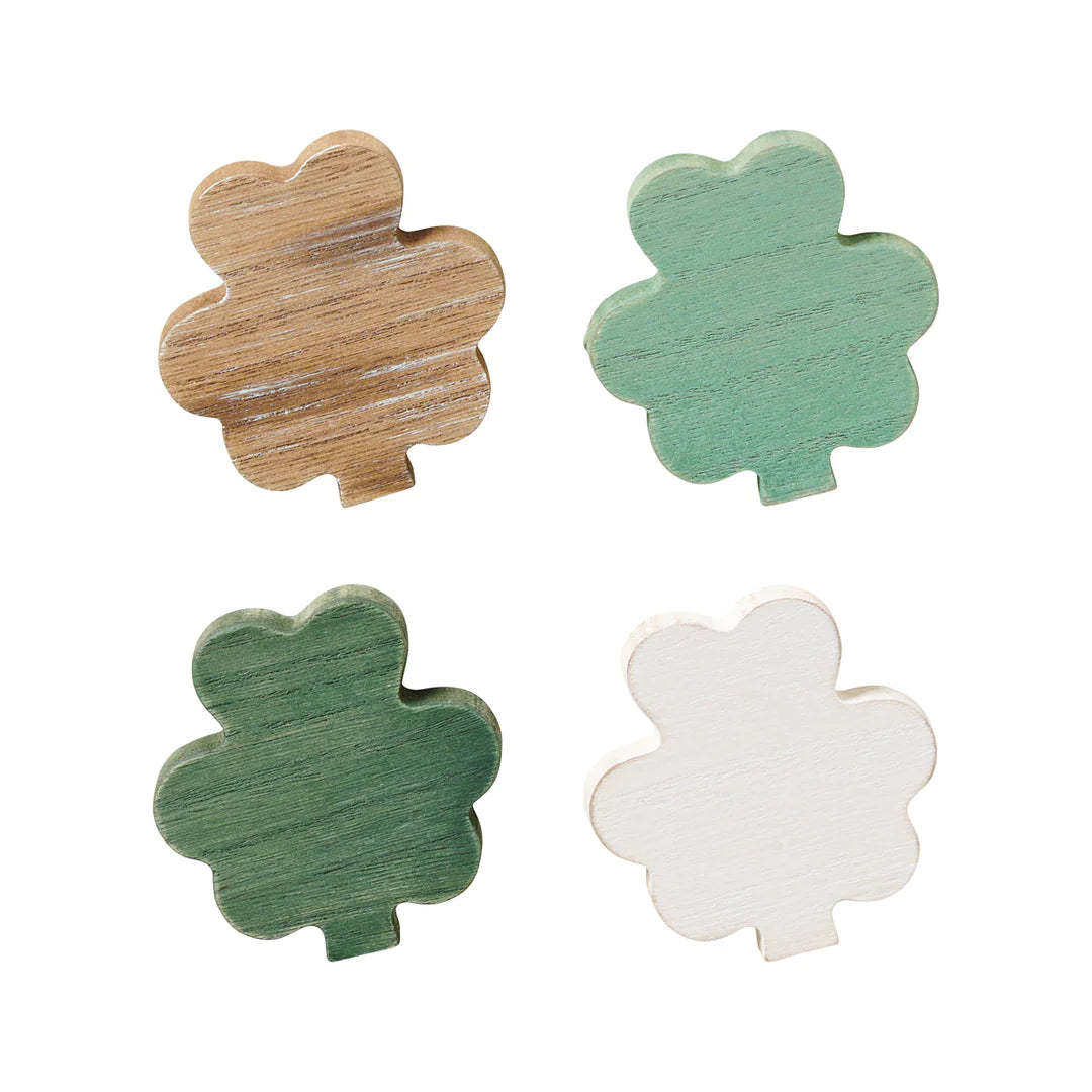Washed Wood Clovers - Set of 4