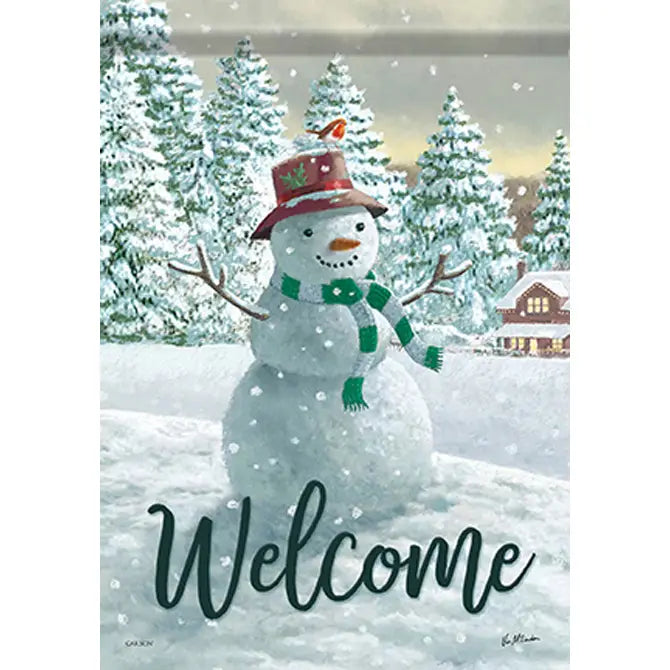 Happy Snowman Garden Flag