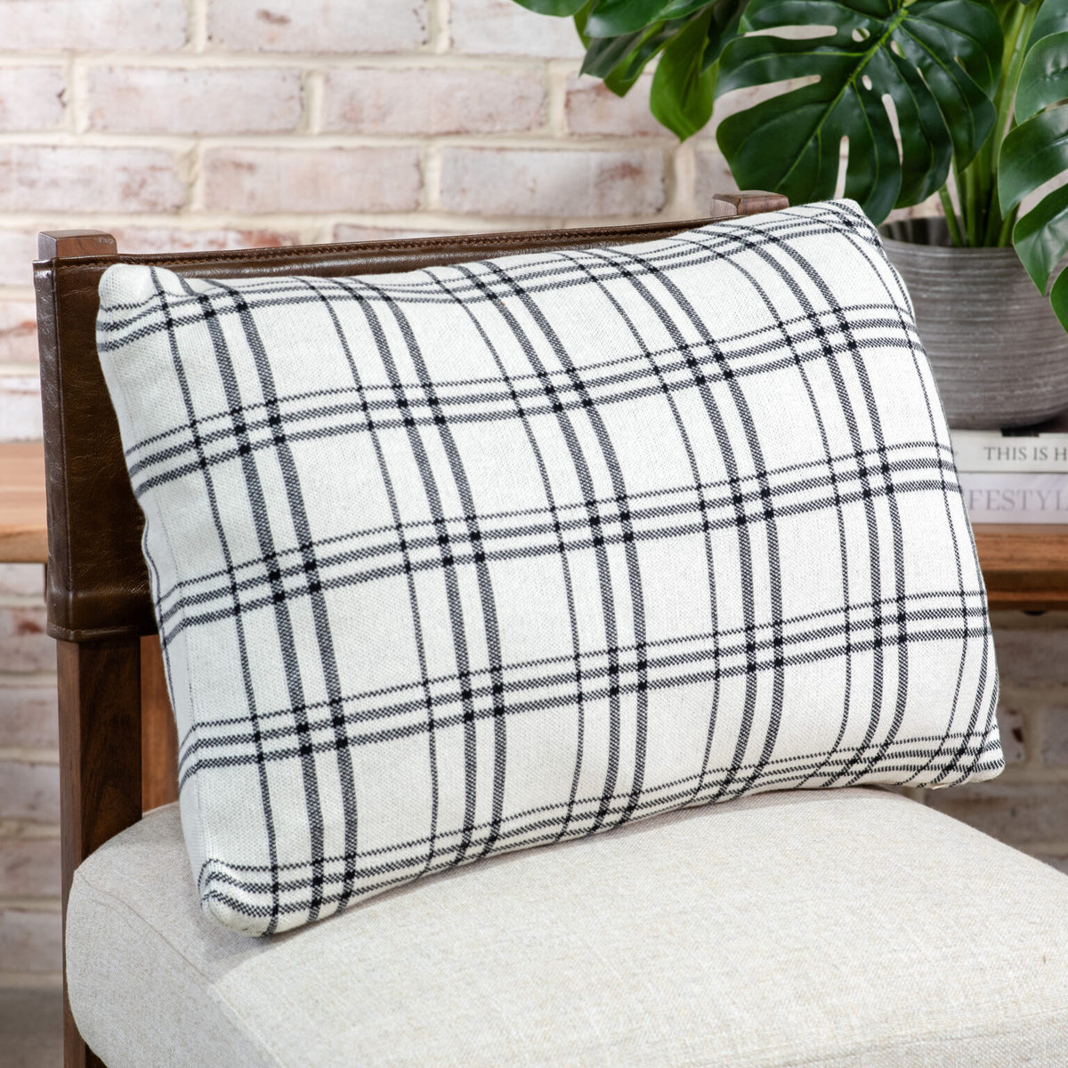 Black &amp; White Check Pillow
