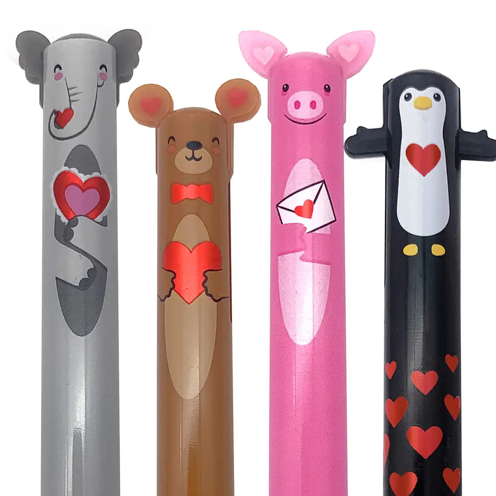 Valentine Two Color Click Pens - 4 Styles