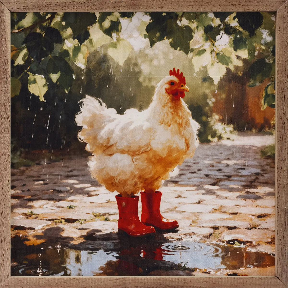 Rain Boots Chicken Framed Art
