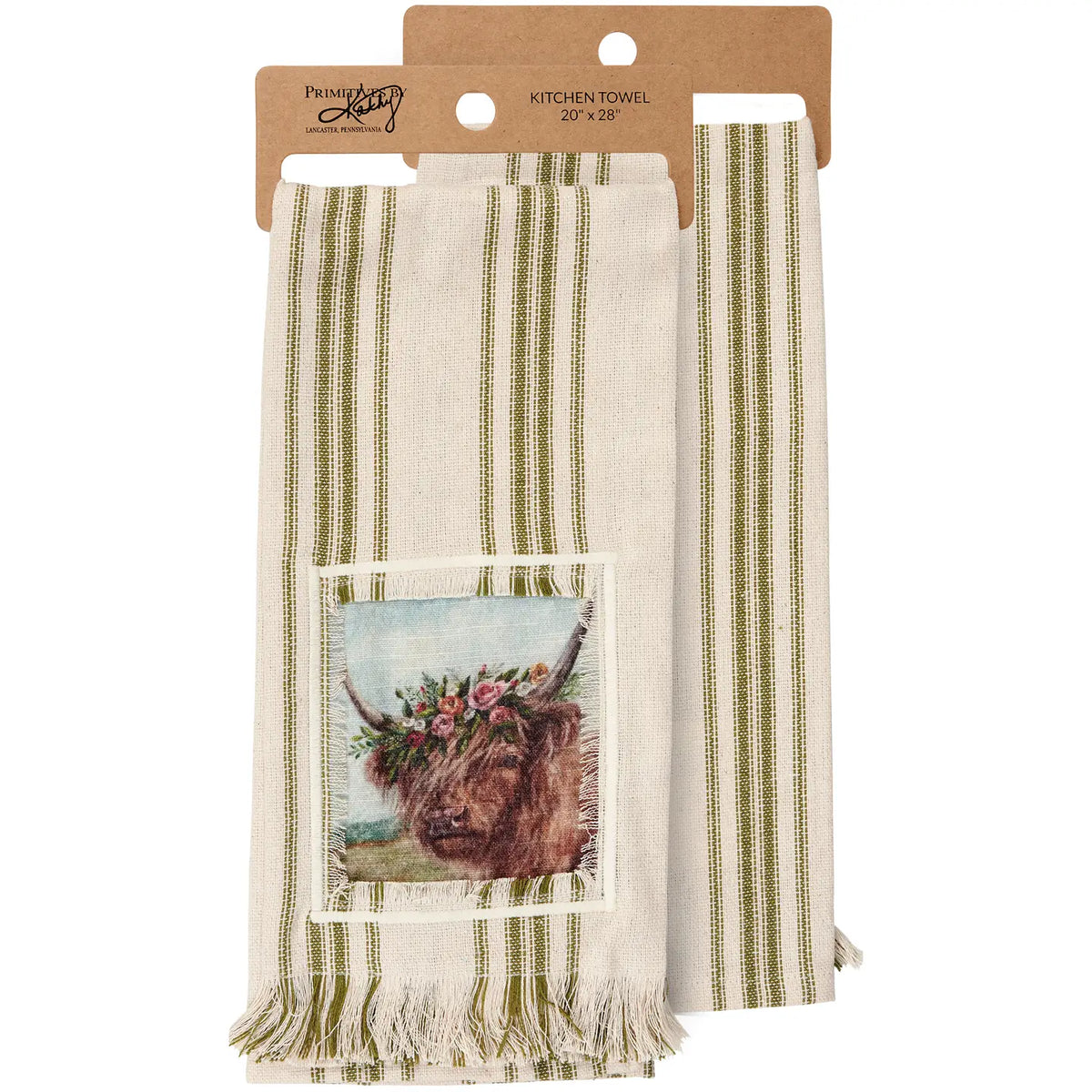 Floral Highland Cow Towel