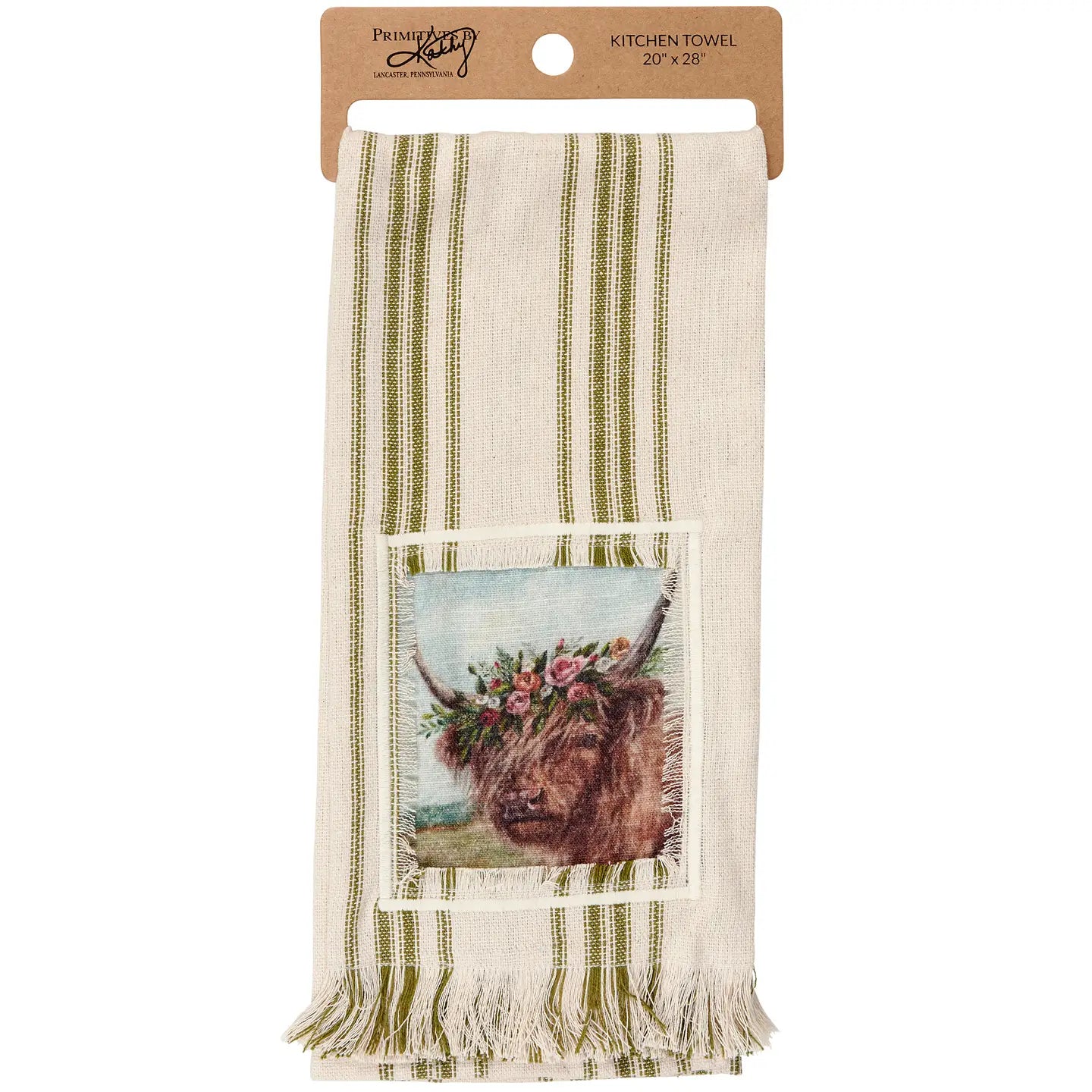 Floral Highland Cow Towel