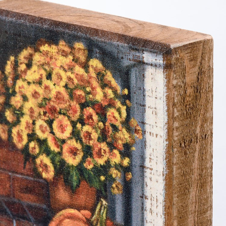 Porch Steps &amp; Pumpkins Block Sign
