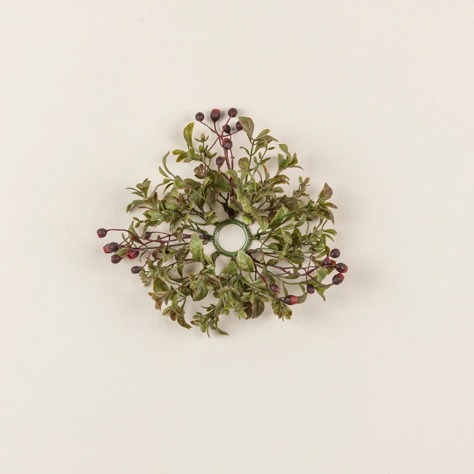 Evergreen with Sprigs Taper Candle Ring