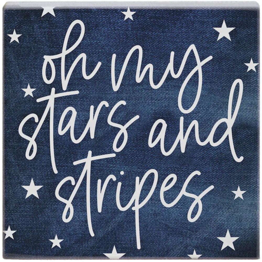 Oh My Stars and Stripes Wood Block Sign