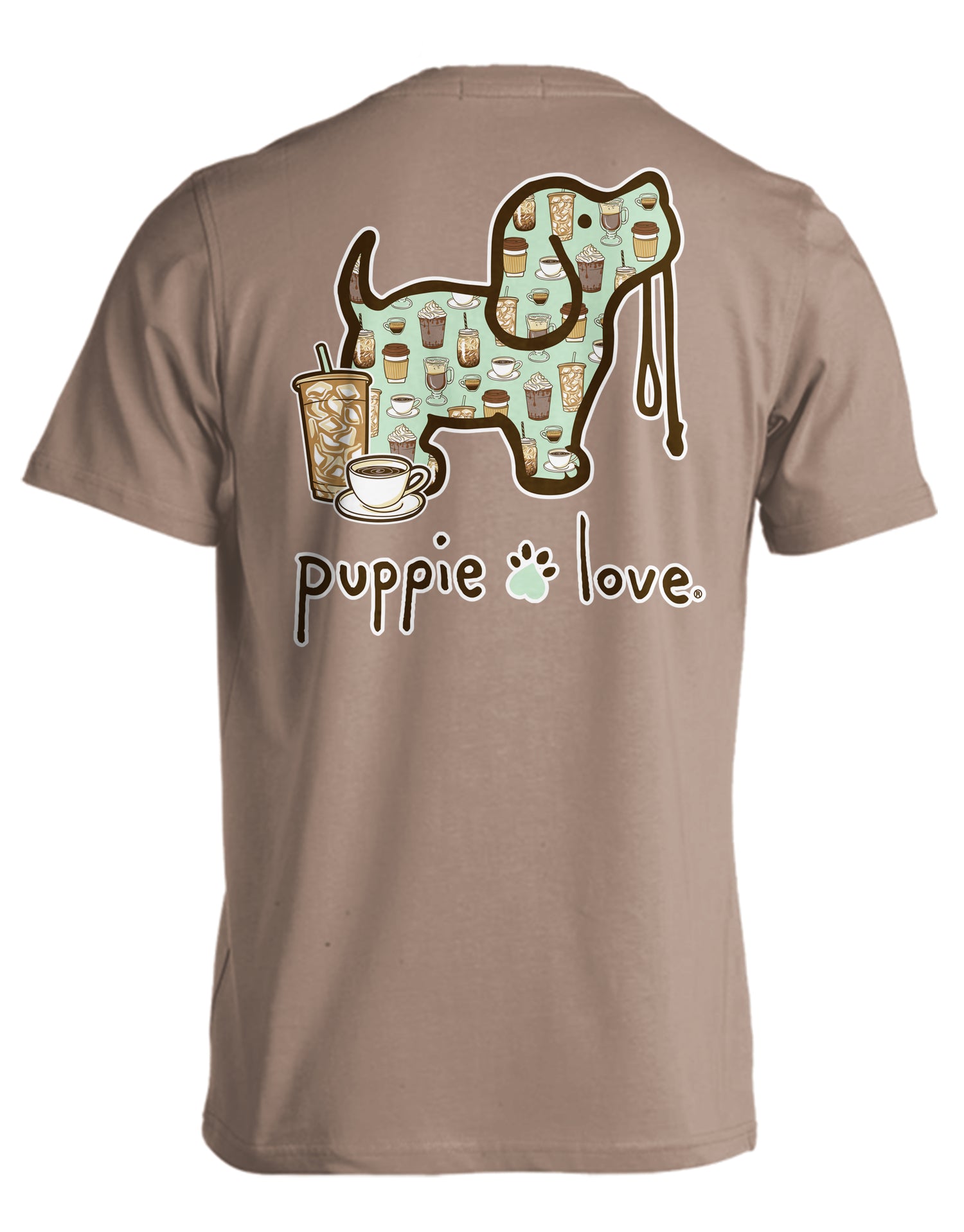 Puppie Love Coffee Pattern Pup Tee