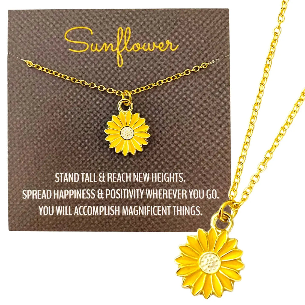 Gold Sunflower Pendant Necklace