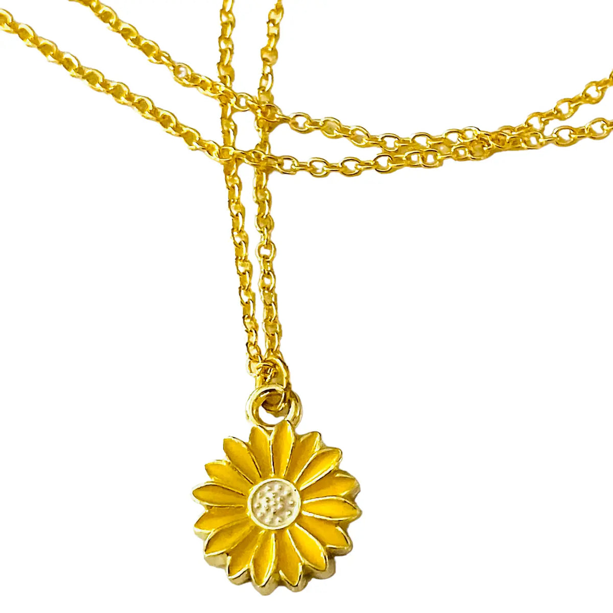 Gold Sunflower Pendant Necklace