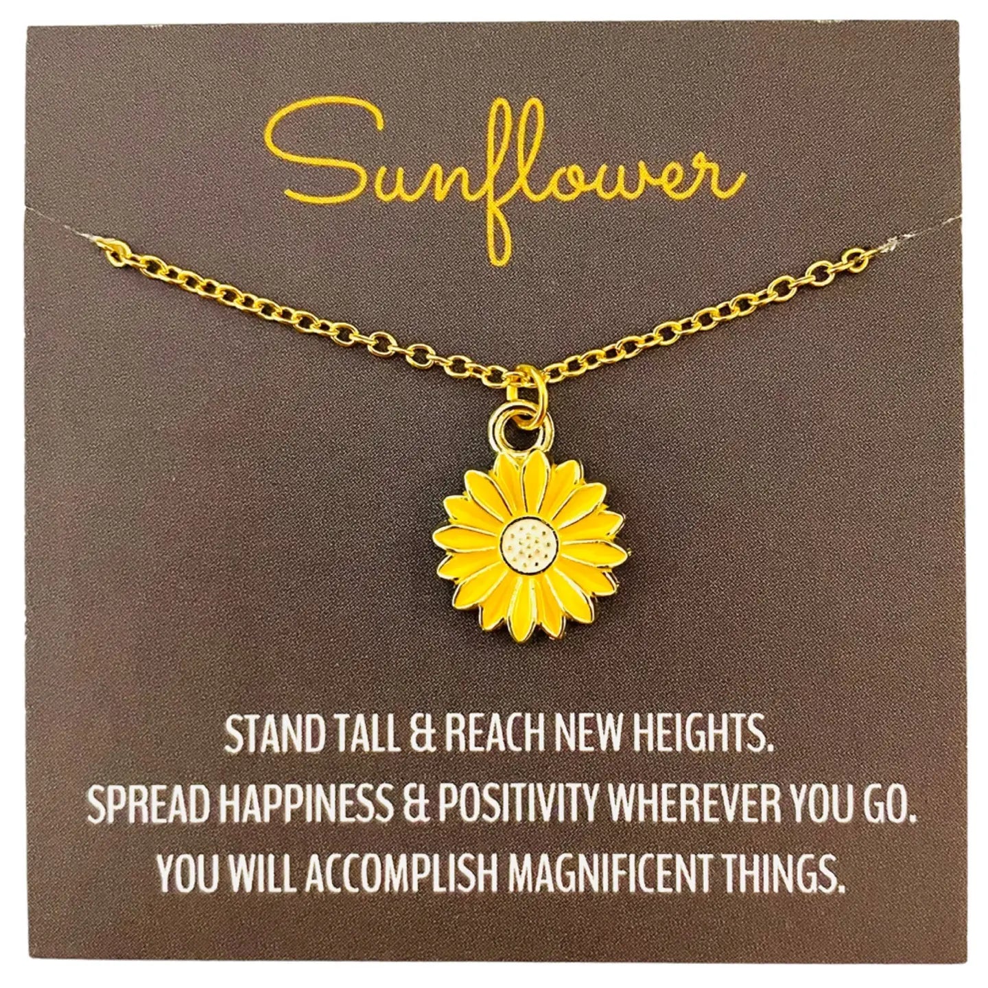 Gold Sunflower Pendant Necklace