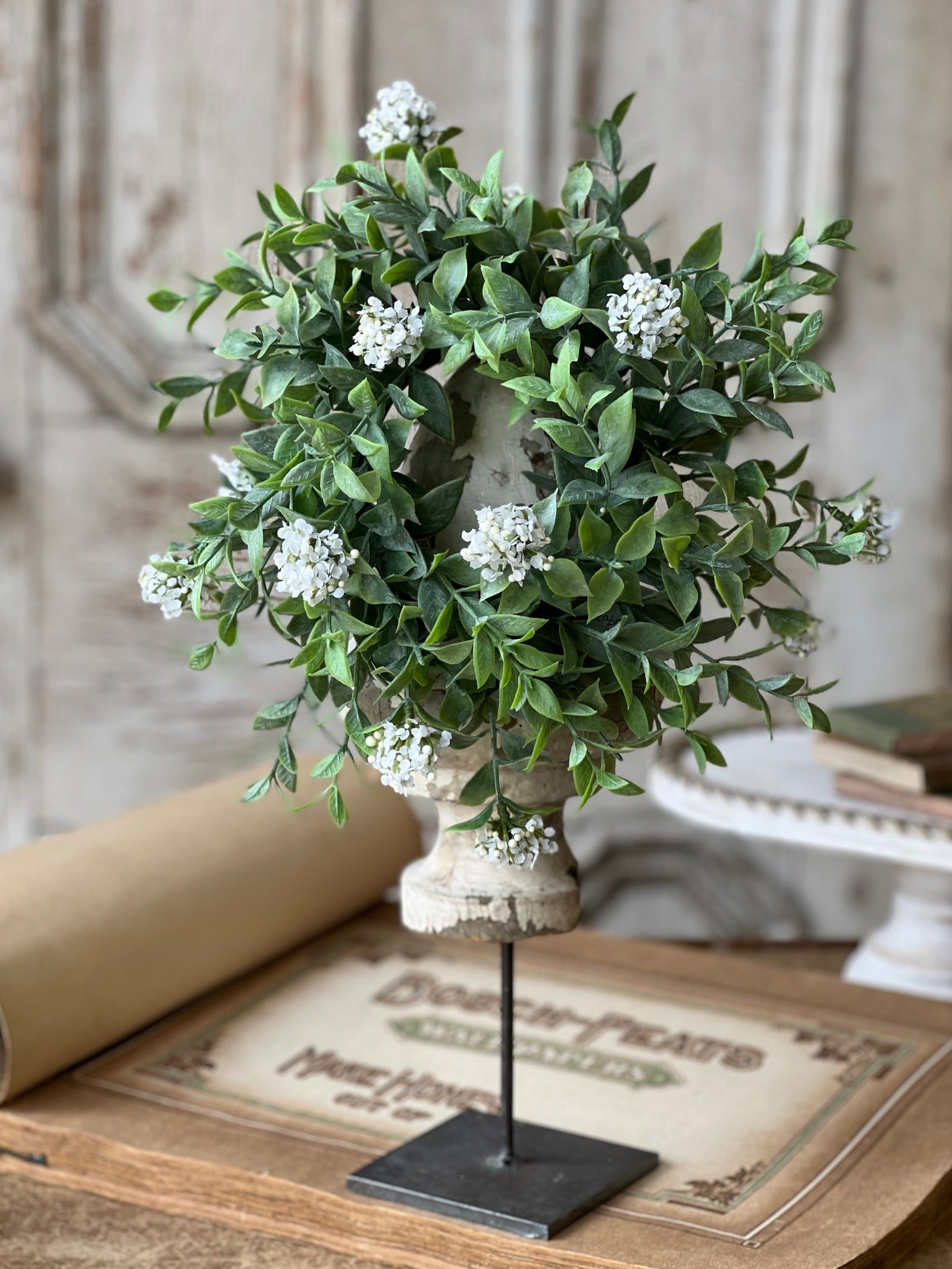 Blooms Splashed Greens Candle Ring