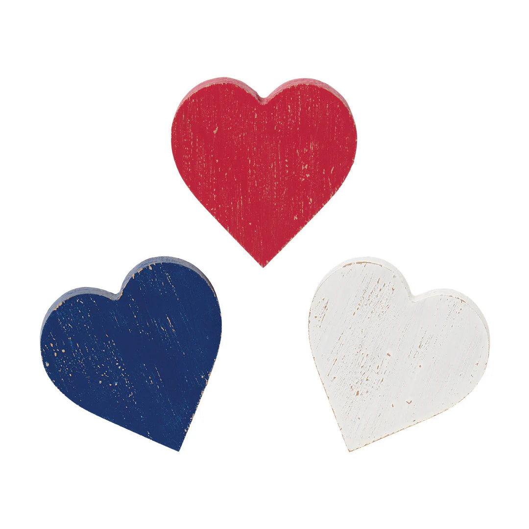 Red White Blue Hearts - Set of 3