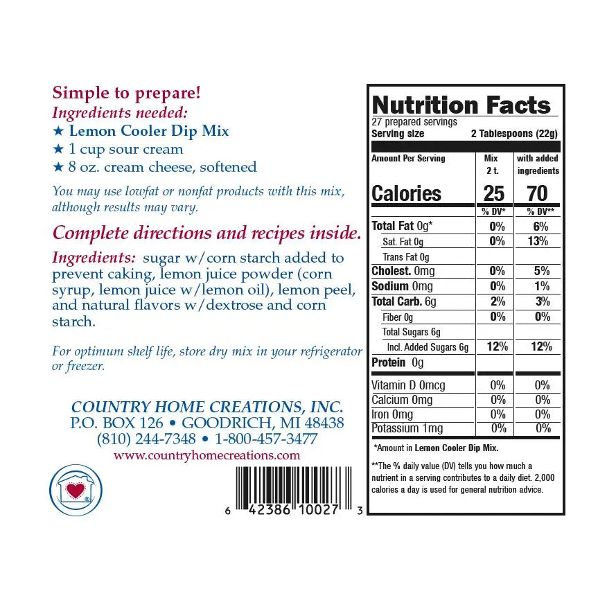Lemon Cooler Dip Mix