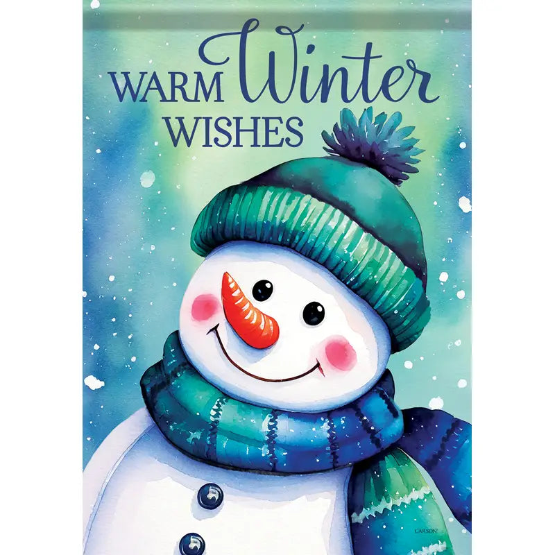 Winter Wishes Snowman Garden Flag