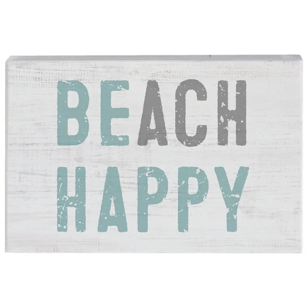 Beach Happy Wood Block Sign