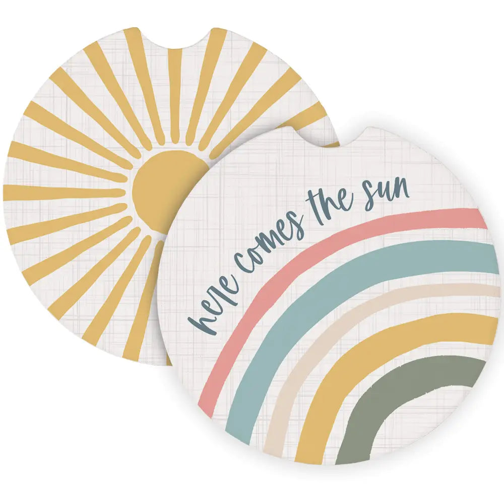 Here Comes the Sun Car Coasters - Set of 2
