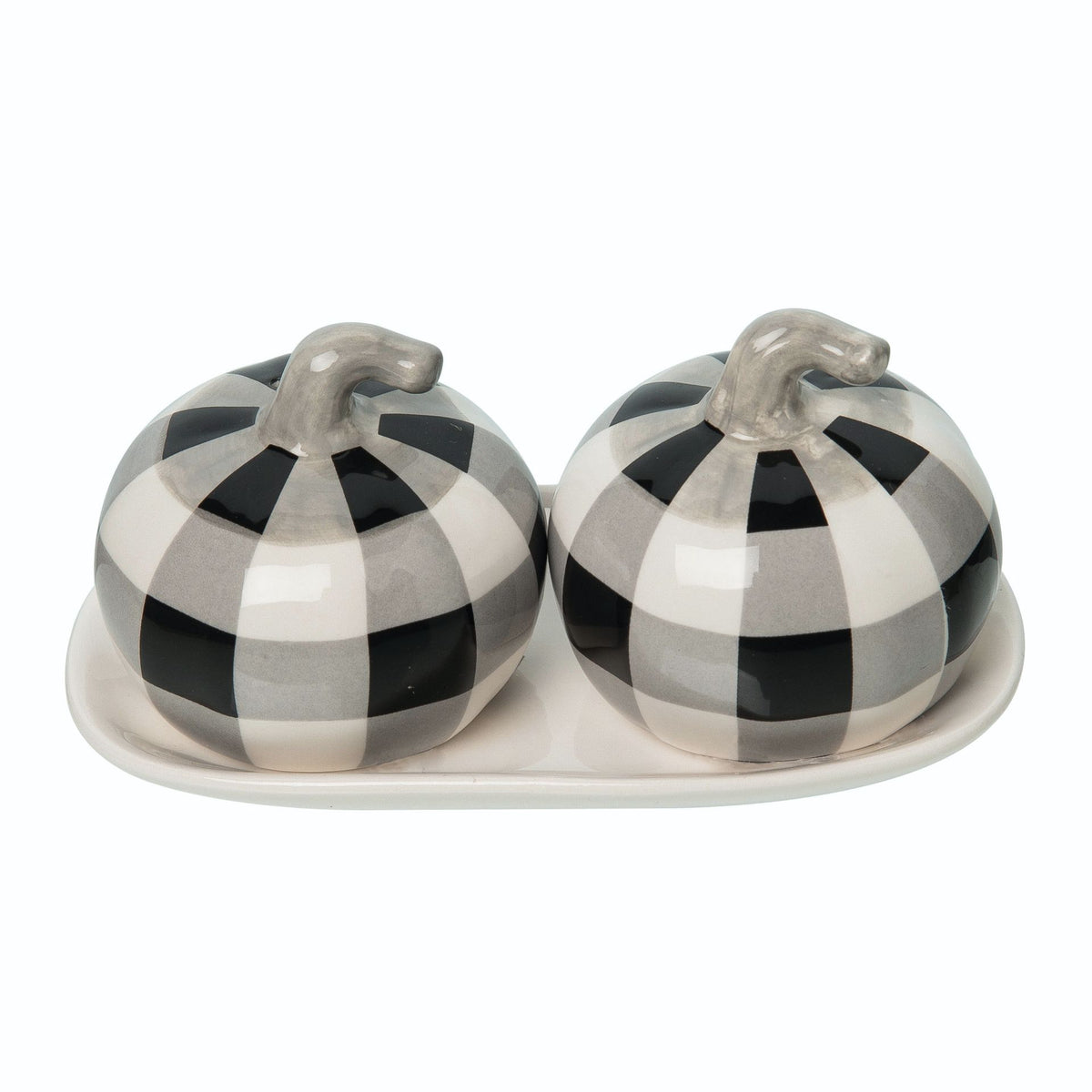 Buffalo Check Pumpkin Salt &amp; Pepper Shakers