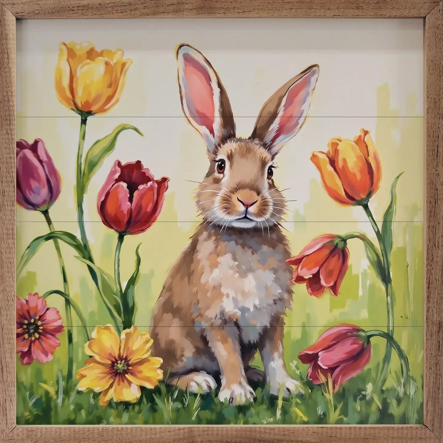 Brown Bunny in Tulips Framed Art