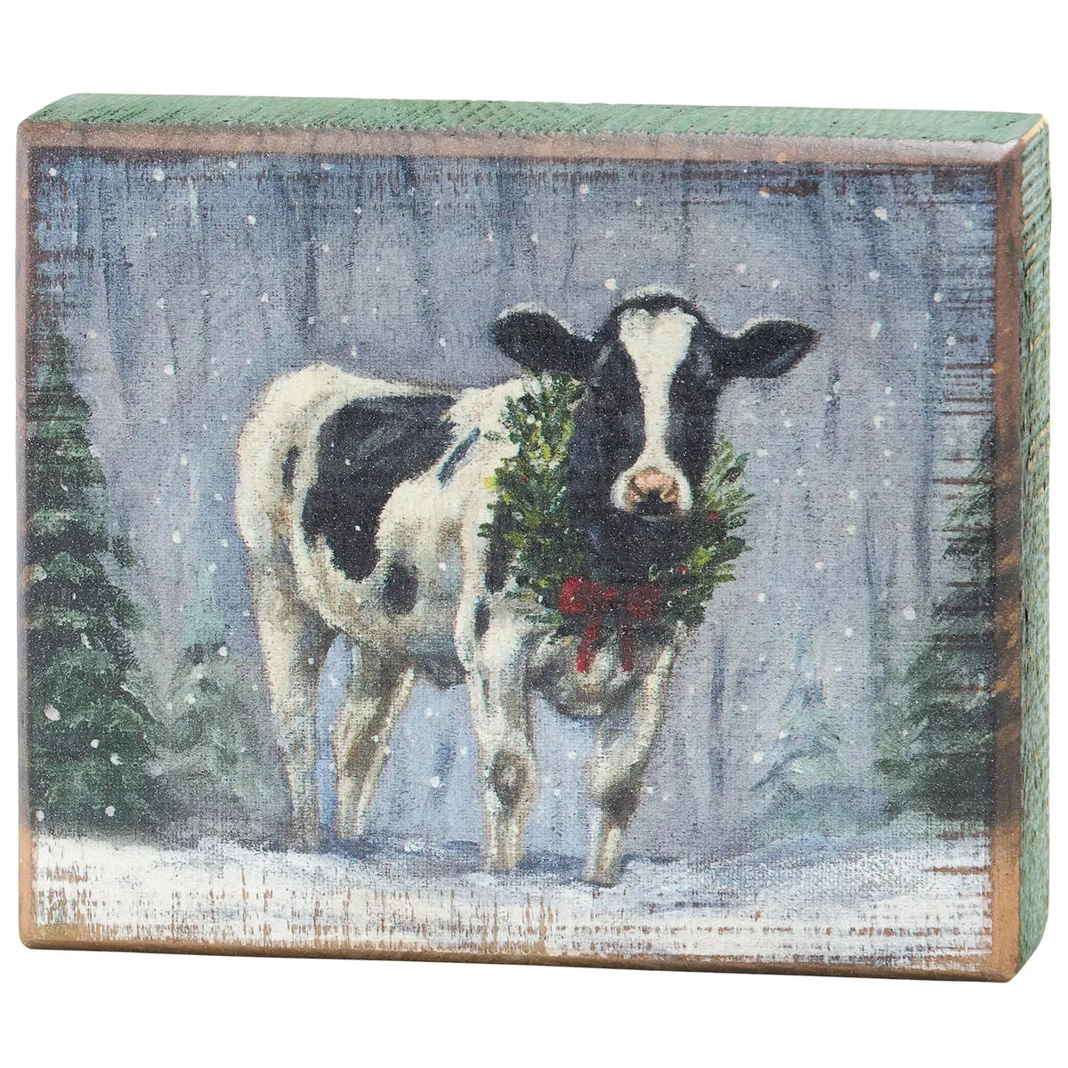 Snowy Cow Block Sign