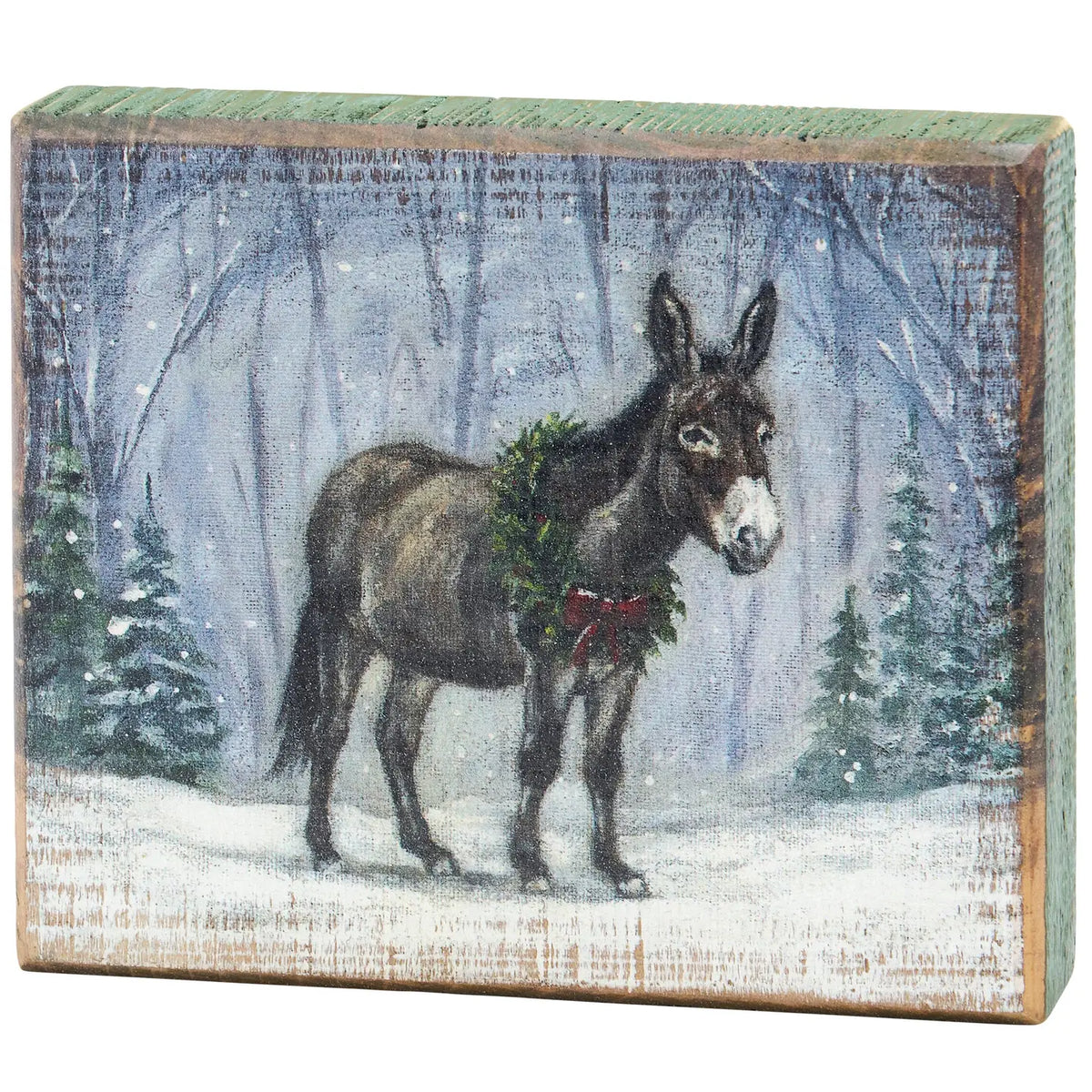 Snowy Donkey Block Sign