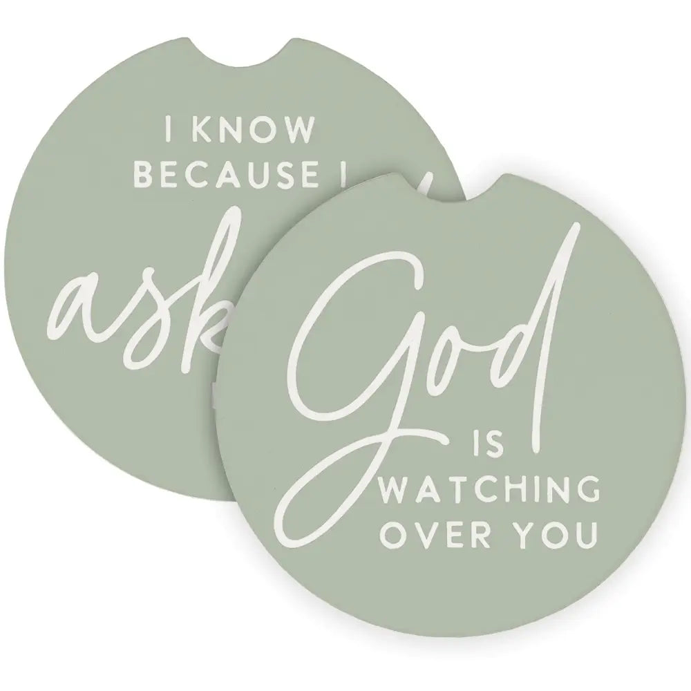 God is watching car coaster - set of 2