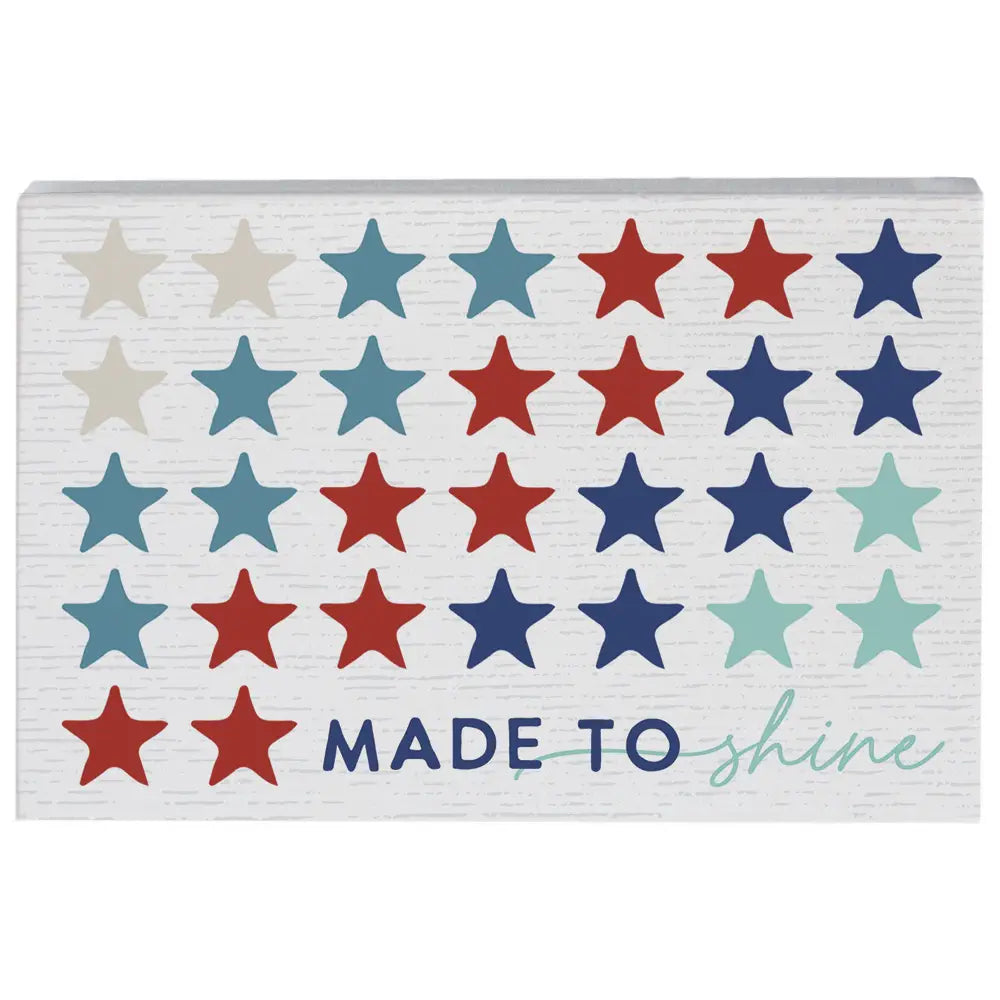 Made to Shine Stars Wood Block Sign