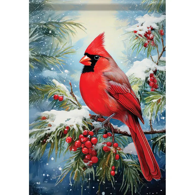 Cardinal Holly Garden Flag