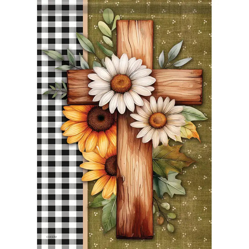 Fall Cross Garden Flag
