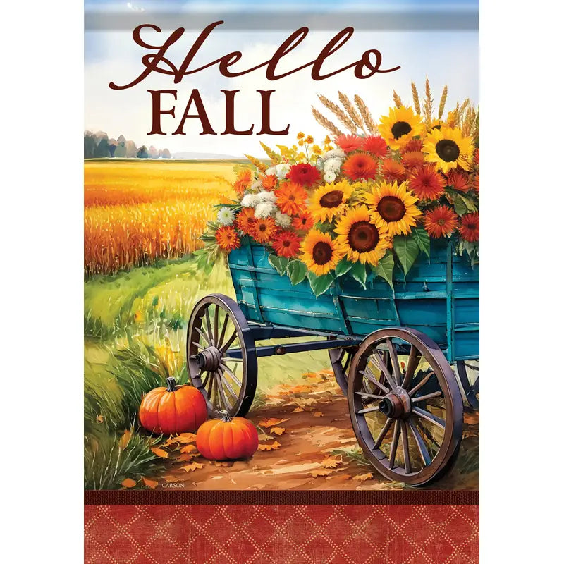 Hello Fall Wagon Garden Flag