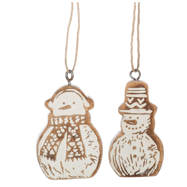 Carved Snowman Ornament - Two Styles