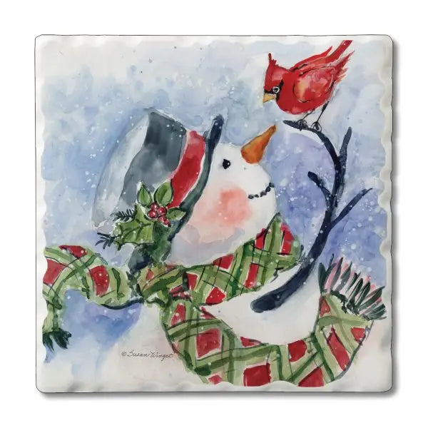 Snowman Diamond Plaid Coaster