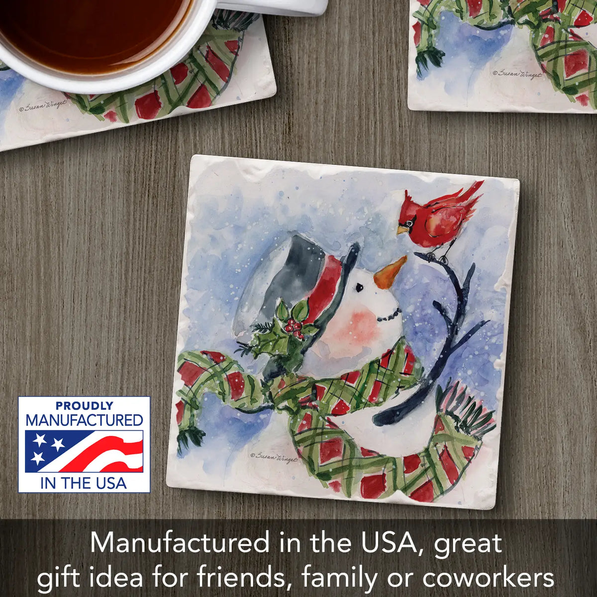 Snowman Diamond Plaid Coaster